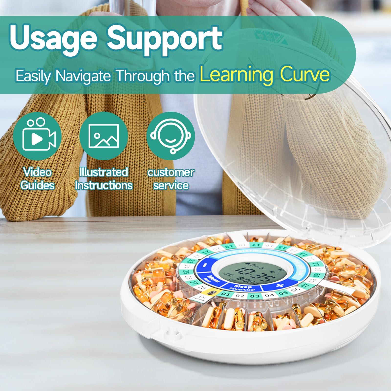 Windtrace Windtrace Automatic Pill Dispenser for Elderly, Electronic Monthly Pill Organizer with Alarm & Light, 28 Day Smart Lock Medication Dispenser, Timed Pill Dispenser Machine for Prescriptions & Vitamins