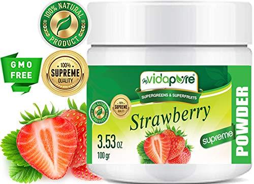 MYVIDAPURE MYVIDAPURE STRAWBERRY POWDER Freeze-Dried 100% Pure RAW Gluten Free, Non-GMO Superfood Powder for Smoothie, Beverage Blend. 3.53 oz  100 gr
