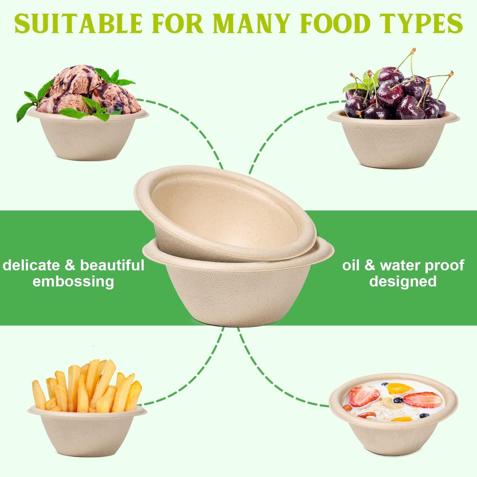 Groecycle Groecycle 8 oz Small Paper Bowls, 50 Pack Chili Bowls Disposable, 100% Compostable Paper Bowls, Biodegradable Bowls Made Of Sugarcane