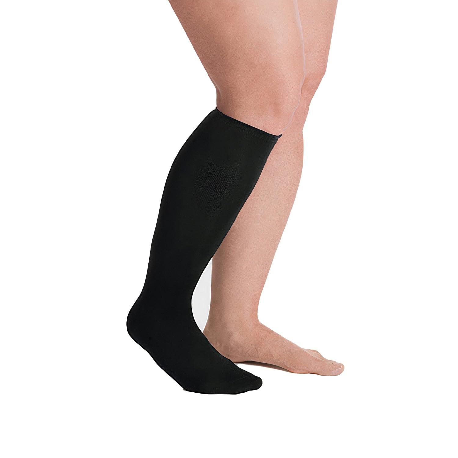 Juzo Juzo Short Stretch Compression Wraps, Knee High Liner, Closed Toe, Black | Medical Wrap Bandage for Treatment of Moderate to Extreme Varicosities, Edema & Lymphedema | Small