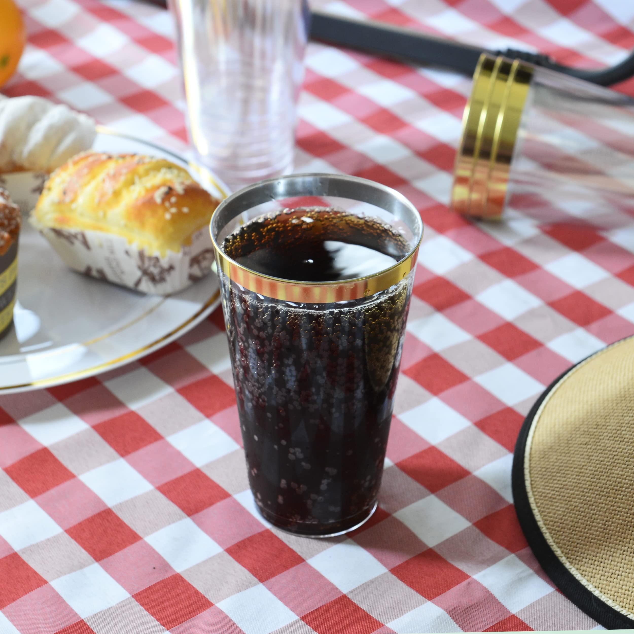 YOUTHSHIP YOUTHSHIP 100 Pcs 16 Oz Disposable Plastic Gold Rimmed Elegant Cups for Wedding, Birthday, Baby Shower Parties