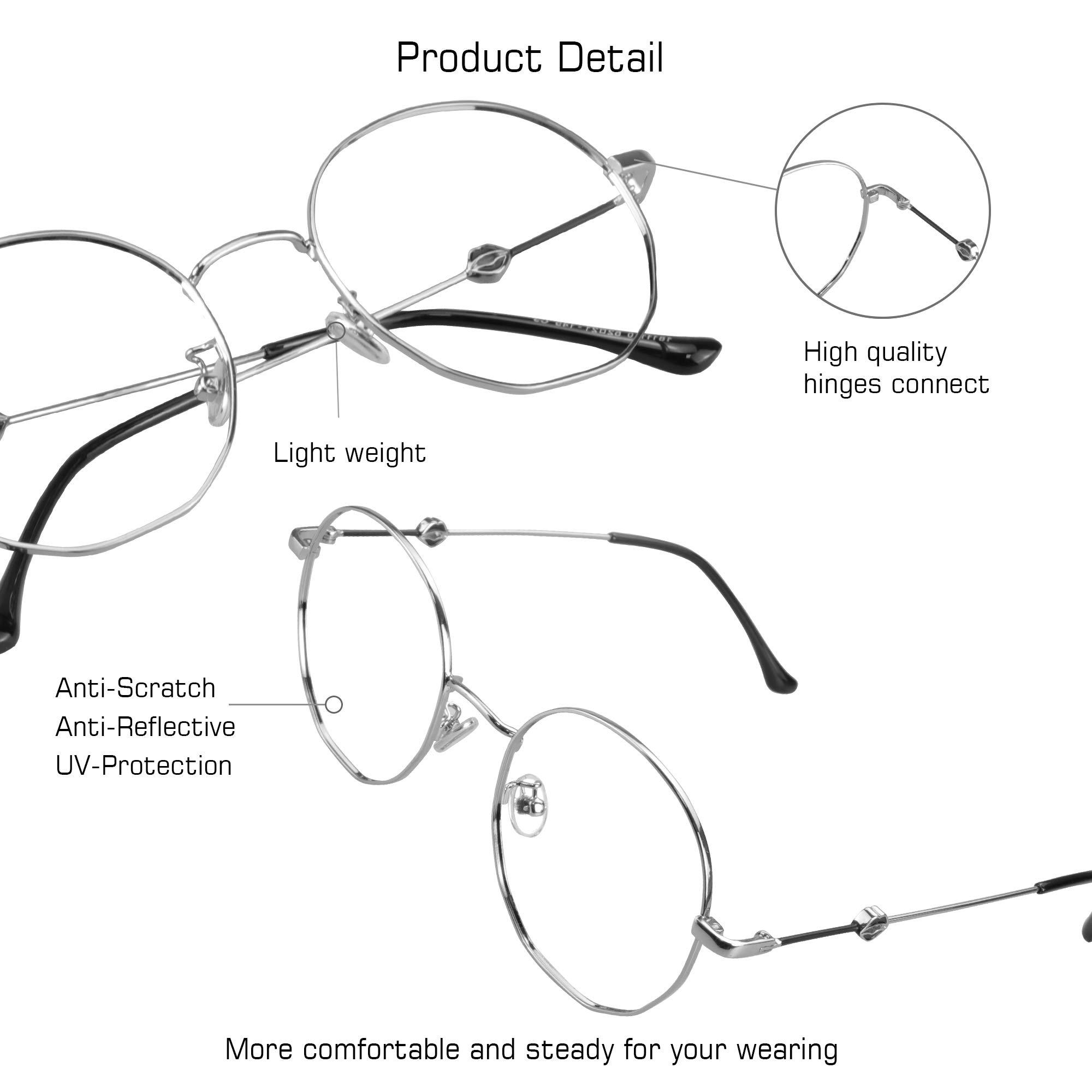 VisionGlobal VisionGlobal Blue Light Blocking Glasses for Computer Reading or Gaming, UV 400 Anti Glare Lenses Help Reduce Eye Strain and Fatigue, Men and Women Frame x4.50 Magnification