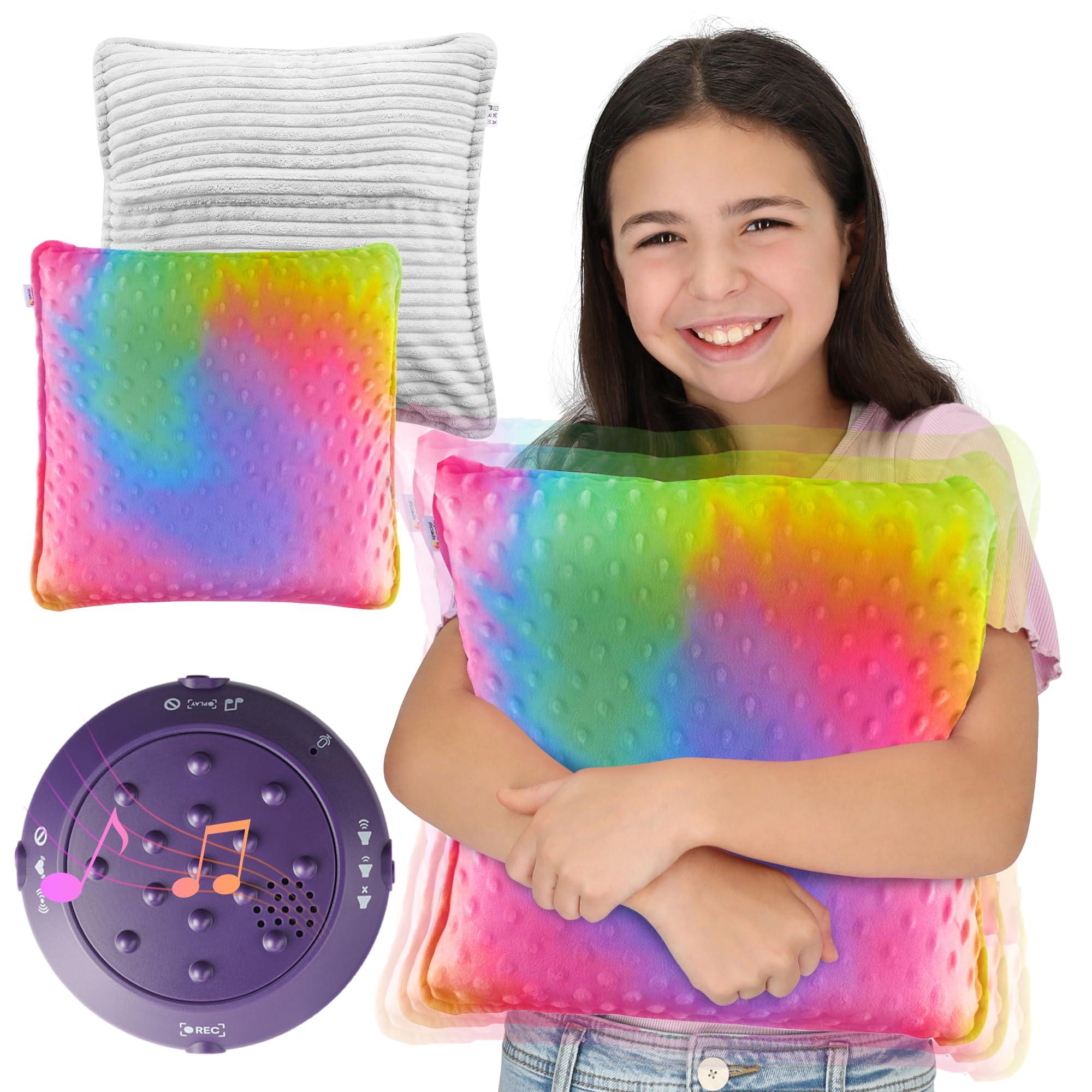 Special Supplies Special Supplies Vibrating Pillow Sensory Pressure Activated for Kids and Adults, 12 x 12 Plush Minky Soft Cover, Colorful
