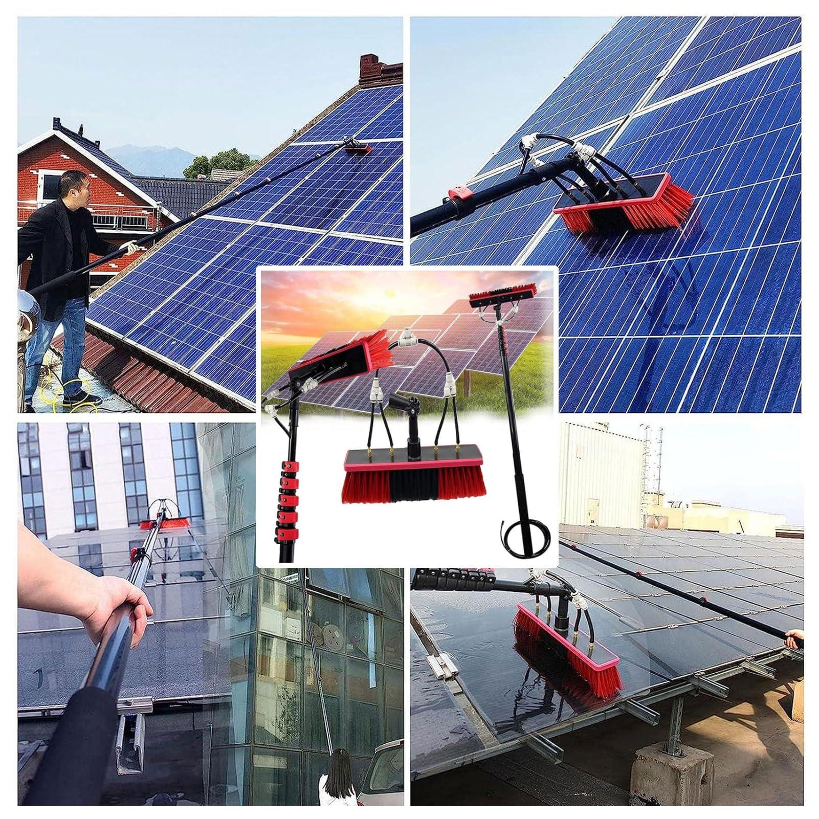 CZMYCBG CZMYCBG Water Fed Pole Kit, Adjustable Window Cleaning Brush and Pole, Window Cleaner Brush & Solar Panel Cleaning System, Outdoor Window Glass Washing Cleaner Equipment Tool (Color : Black, Size :