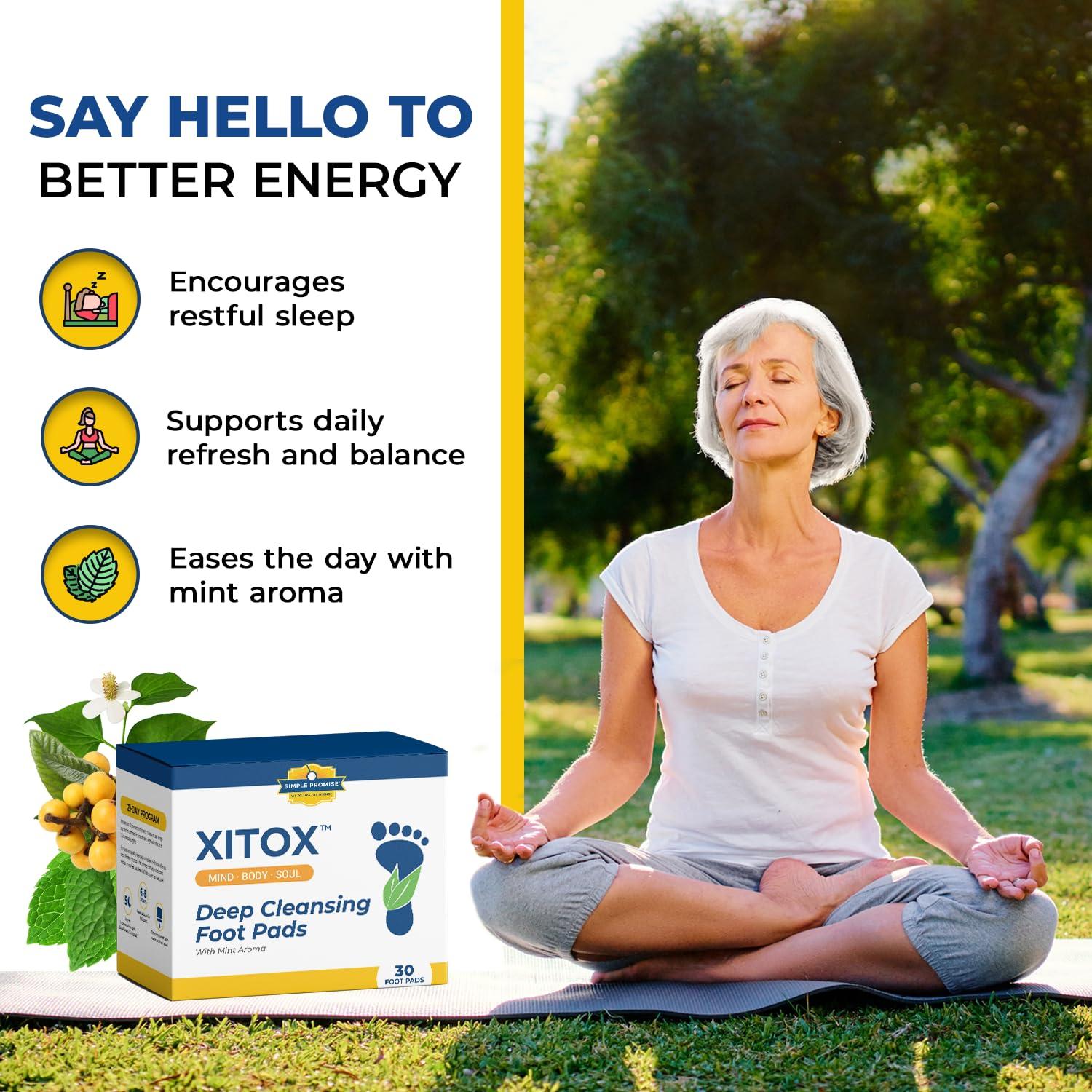 Simple Promise Simple Promise - Xitox Deep Cleansing Foot Pads - Rejuvenates Your Body for More Restful Sleep - Alleviates Tension - Contains Natural Herbal Ingredients - 30 Foot Pads