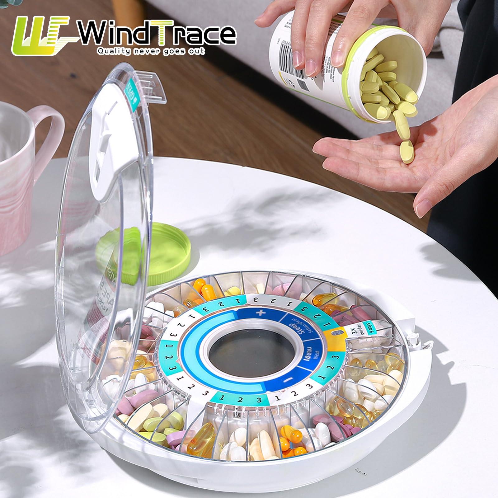 Windtrace Windtrace Automatic Pill Dispenser for Elderly, Electronic Monthly Pill Organizer with Alarm & Light, 28 Day Smart Lock Medication Dispenser, Timed Pill Dispenser Machine for Prescriptions & Vitamins