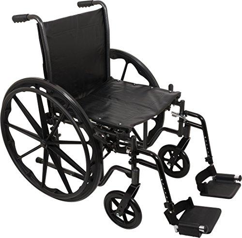 Roscoe Medical ProBasics Comfort Standard Wheelchair - Height Adjustable Seat - Flip Back Desk Arms - 300 Pound Weight Wapacity - Black - Swing-Away Footrest - 16" x 16" Seat