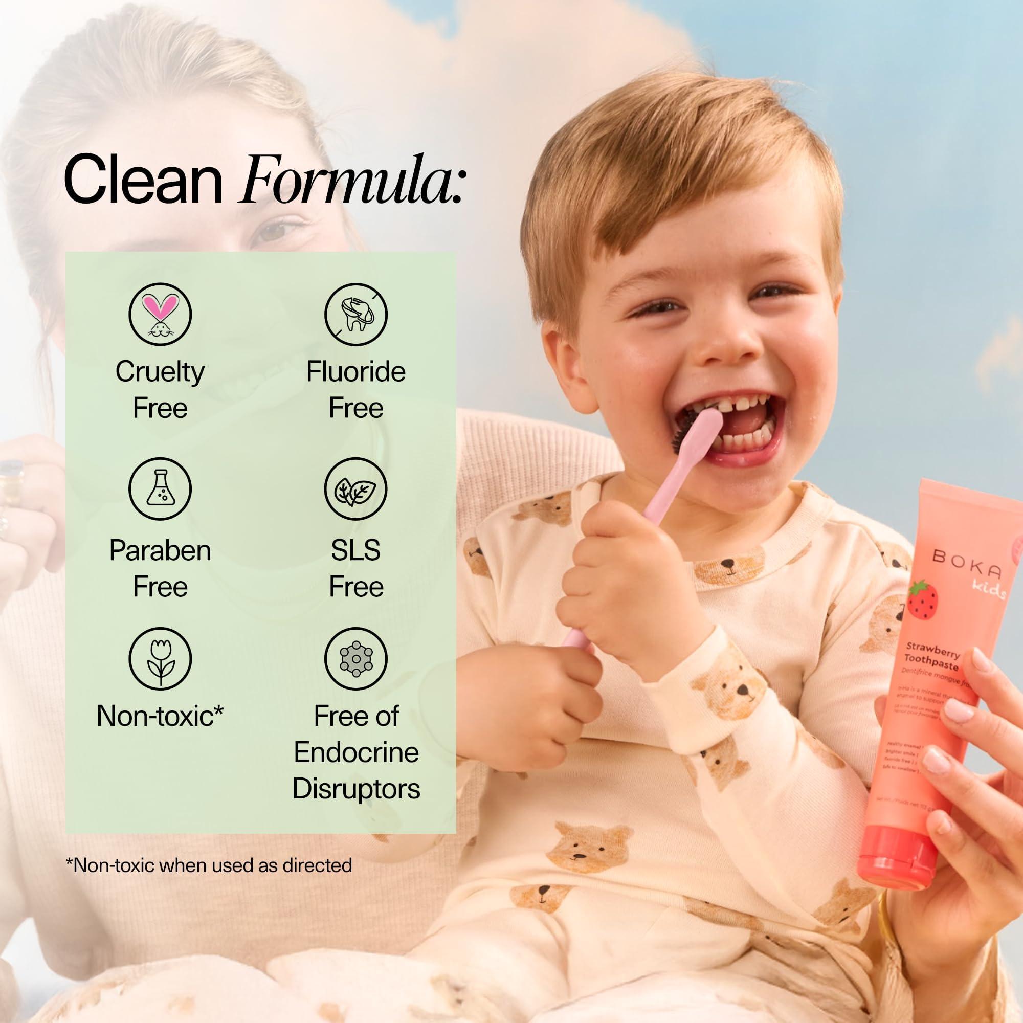 Boka Boka Fluoride Free Toothpaste Nano Hydroxyapatite, Helps Remineralize, Appropriate for Sensitive Teeth, Whitening - for Adult, Kids Oral Care - Ela Mint, Orange Cream, Watermelon Mint Flavor, 3pk