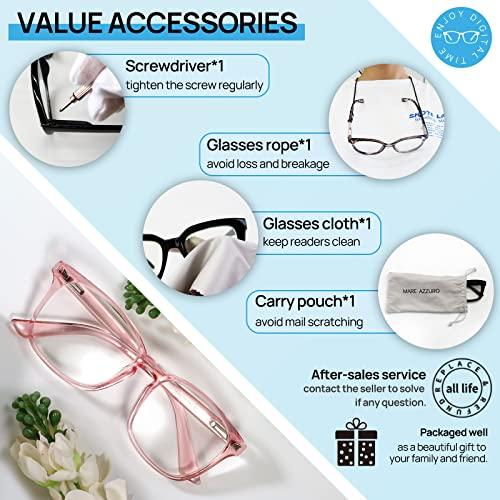 MARE AZZURO MARE AZZURO Blue Blocking Reading Glasses Women Light Computer Readers 0 1.00 1.25 1.50 1.75 2.00 2.25 2.50 2.75 3.00 3.50 4.00 5.00 6.00 (Pink, 125)