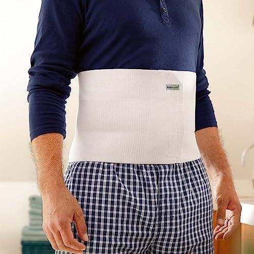 Actimove Actimove Professional Abdominal Binder for Men | Three or Four-Panel Belly Band for Lower Waist Support | Compression Garment for Post Traumatic & Post Surgical Recovery | White, 3-Panel, X-Small