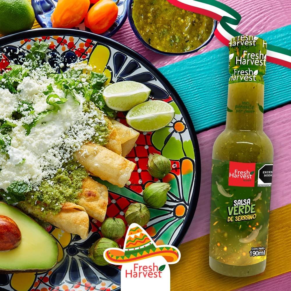 Fresh Harvest By Pafsa Serrano Green Sauce 5Lt (169.05 Fl Oz) | Mexican Hot Sauce | Fresh Harvet