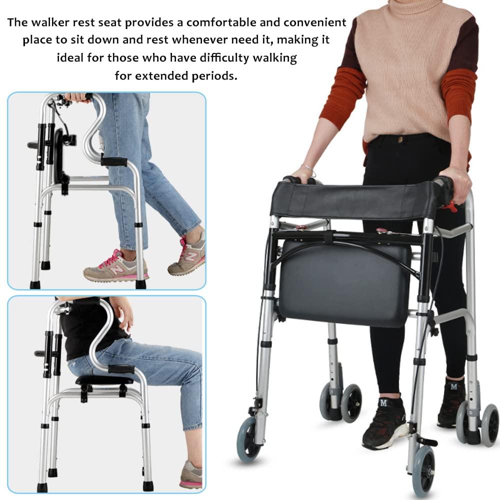 GBH-MED Walker Rest Seat for Attachable Seat Folding Walker, Maximum Weight Capacity of 250 Pounds, Adjustable Range:20\"~24\" (B)