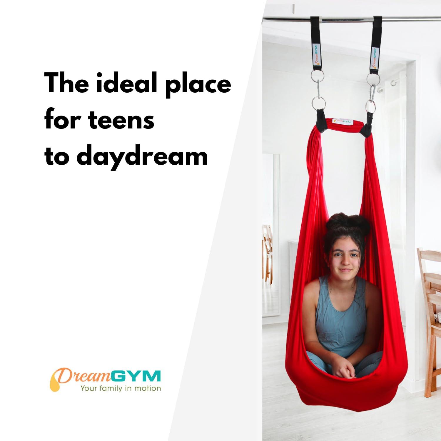 DreamGYM DreamGYM Doorway Sensory Swing - Red Therapy Compression Swing - 95% Cotton