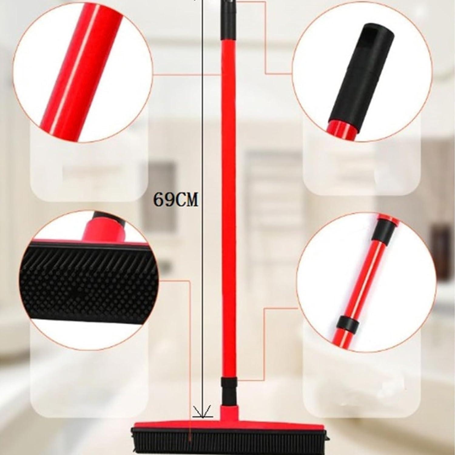 RJDJ Indigopetco Pet Hair Removal Broom, Pet Hair Removal Tool, Multi-Surface Squeegee Rubber Broom, Rubber Broom Pet Hair Remover, Extendable Pet Hair Remover Broom for Carpet, Mats,Couch (Black)
