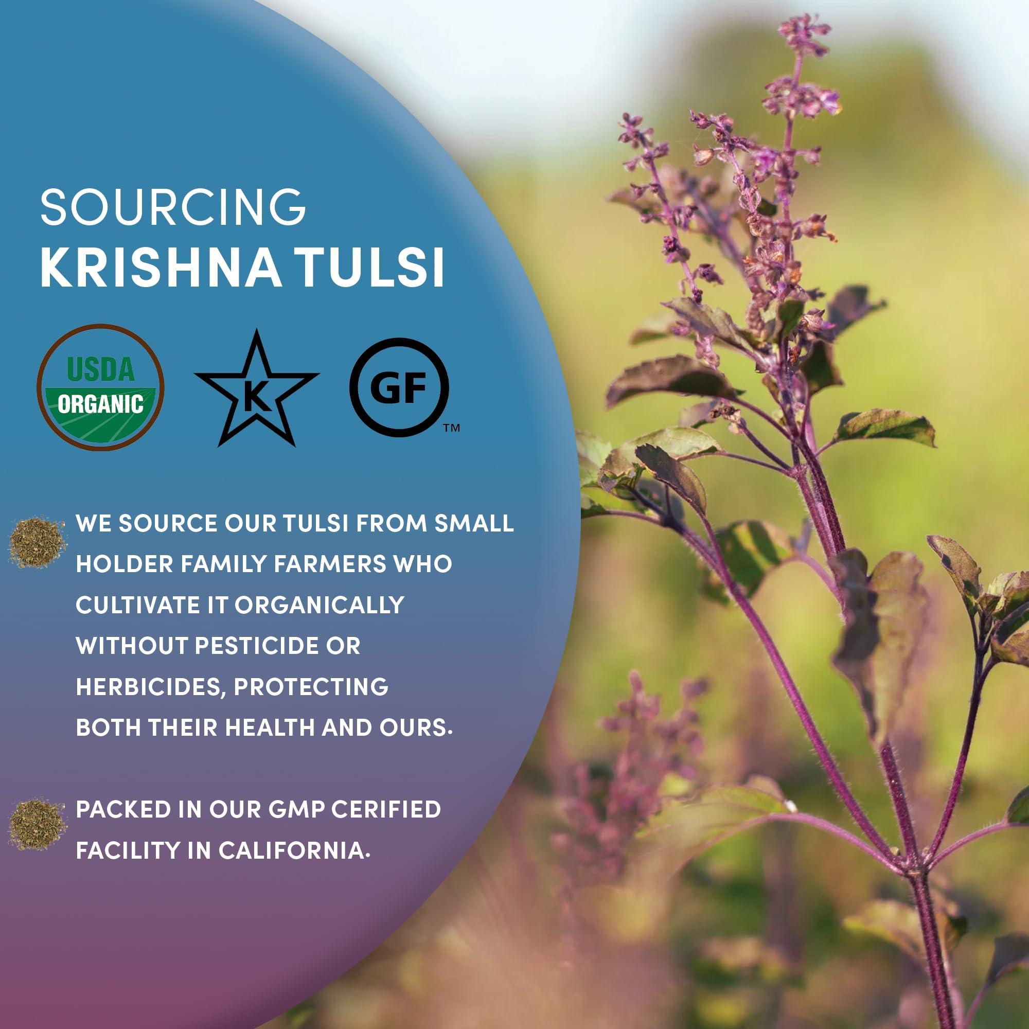 Worldwide Botanicals Worldwide Botanicals Organic Holy Basil Tea, 8oz - Tulsi Krishna - Loose Leaf Premium Herbal Tea, 100% Pure Tulsi Holy Basil, Fair Trade, Adaptogenic, Kosher