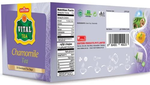 Eastern Vital Tea Chamomile Tea, Count of 30 Chamomile Tea Bags - Flavourful Taste of Herbal Tea, Freshly Packed with Original Taste of Chamomile Herb, Aromatic Tea Beverages by Vital Products