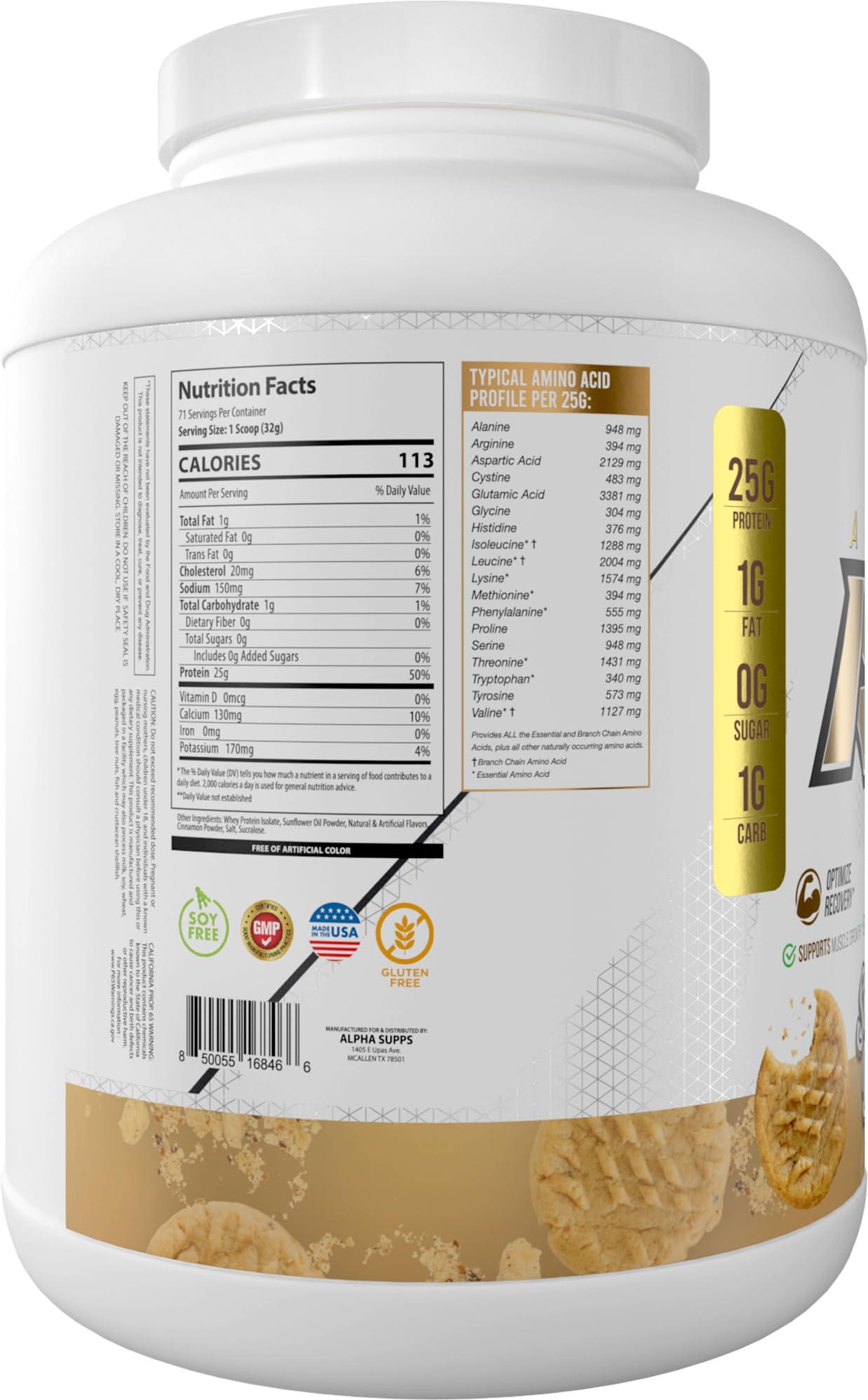 Alpha Supps Alpha Supps ISO, Low Carb 100% Whey Protein Isolate Powder, 25 Grams Per Serving, Helps Support Muscle Growth, Low Sugar and Gluten Free (Snicker Doodle, 5 lb)