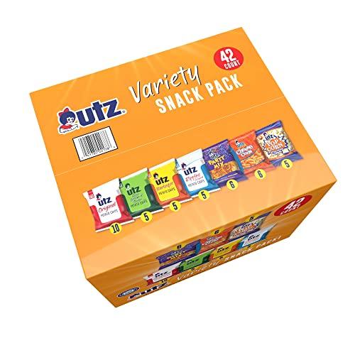 Utz Utz Snack Variety Pack Individual Snacks, Includes Potato Chips, Cheese Curls, Popcorn, and Party Mix, Crunchy Travel Snacks for Lunches, Vending Machines, and Enjoying on the Go (Pack of 42)