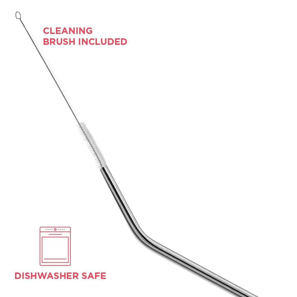 SIPWELL SipWell Stainless Steel Drinking Straws Set of 4, Curved metal Straws reusable for 20 0z Tumbler, | Fits all Yeti SIC Simple Modern Tumblers, Cleaning Brush Included.