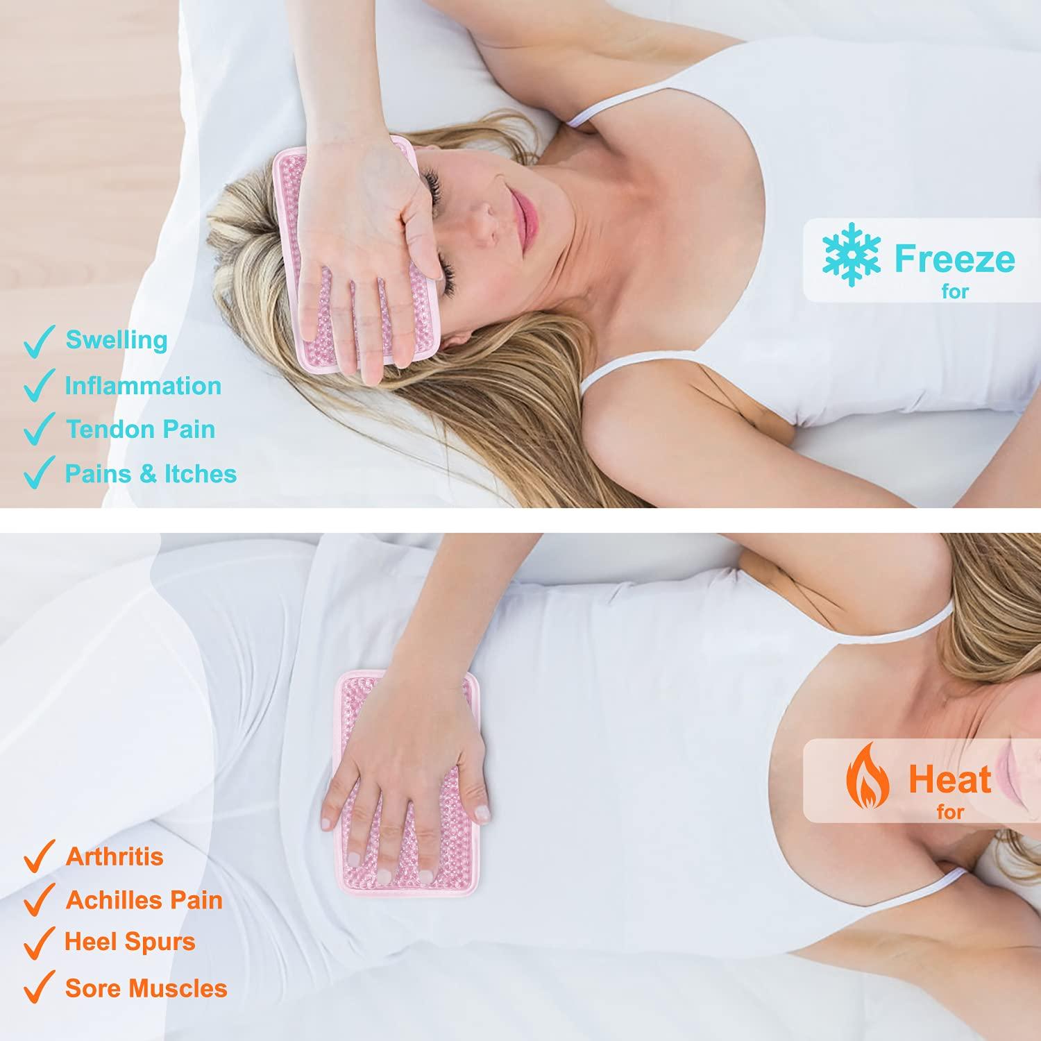 ZNÖCUETÖD Gel Beads Ice Pack Ice Bag with Strap-Reusable Hot & Cold Pack Compress Therapy for Pain, Swelling,Injuries of Knee, Shoulder, Foot, Back, Ankle, Neck, Hip, Elbow (1Pcs,Pink)