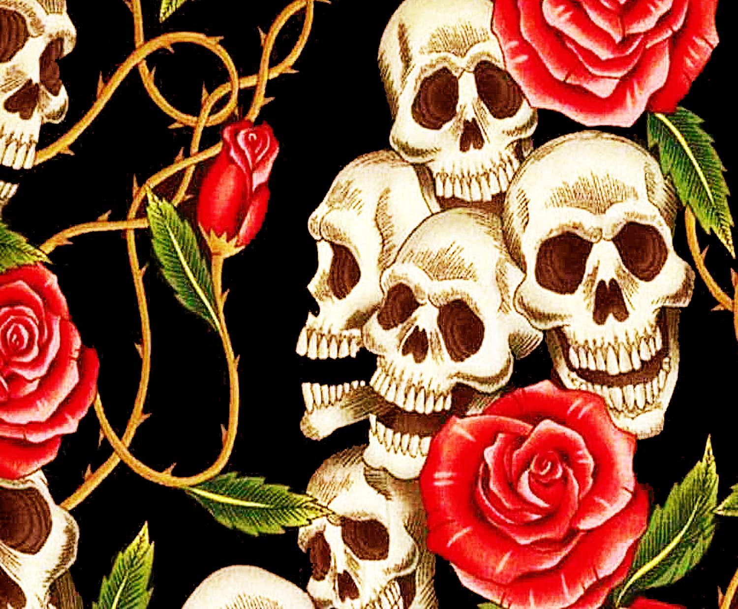 Quantumchaos Media 6" Round ~ Skulls & Roses & Thorns Birthday ~ Edible Cake/Cupcake Topper!!!