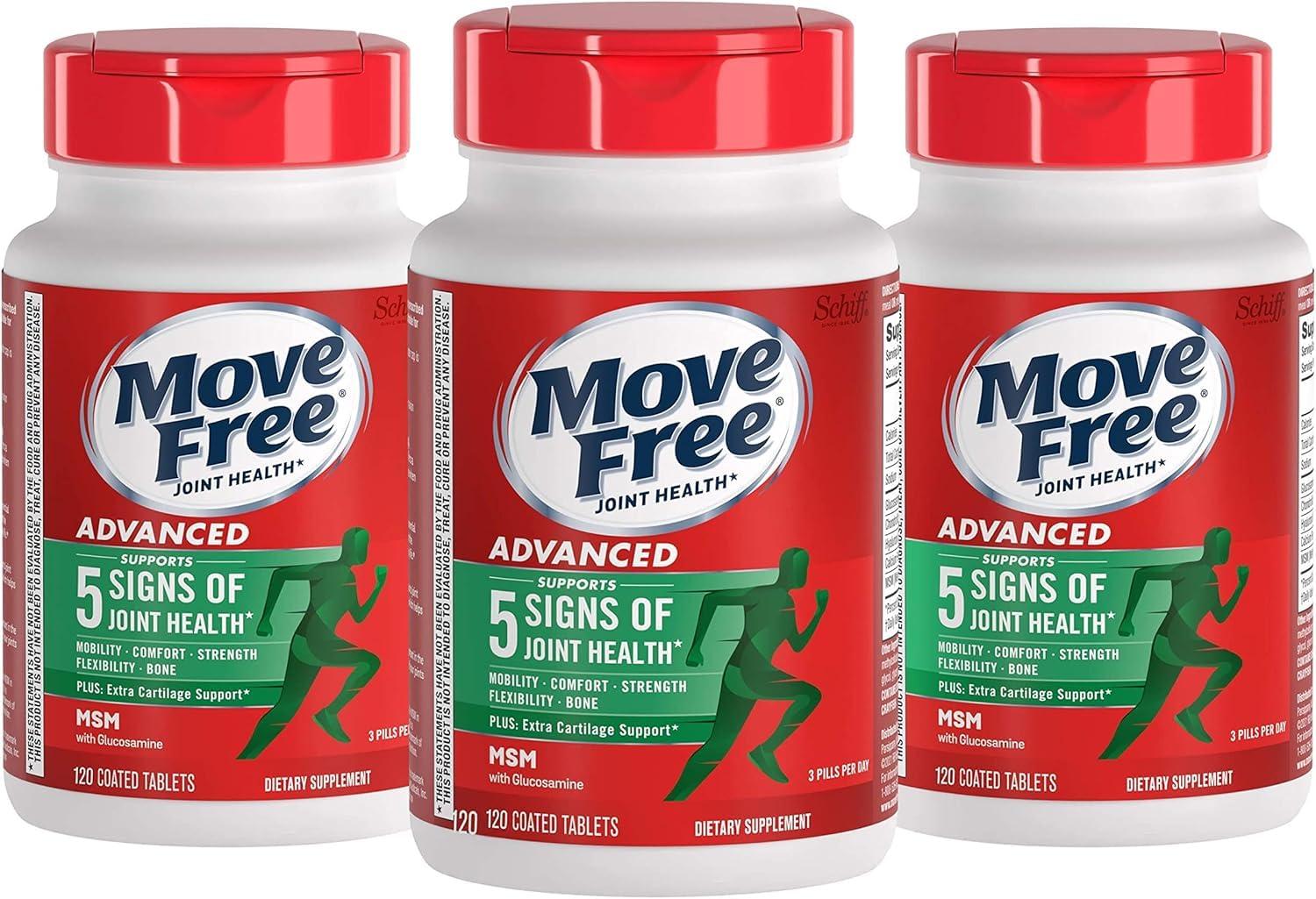 Schiff Schiff Move Free Advanced Tablets Plus 1500mg MSM - 120 Coated Tablets, Pack of 3