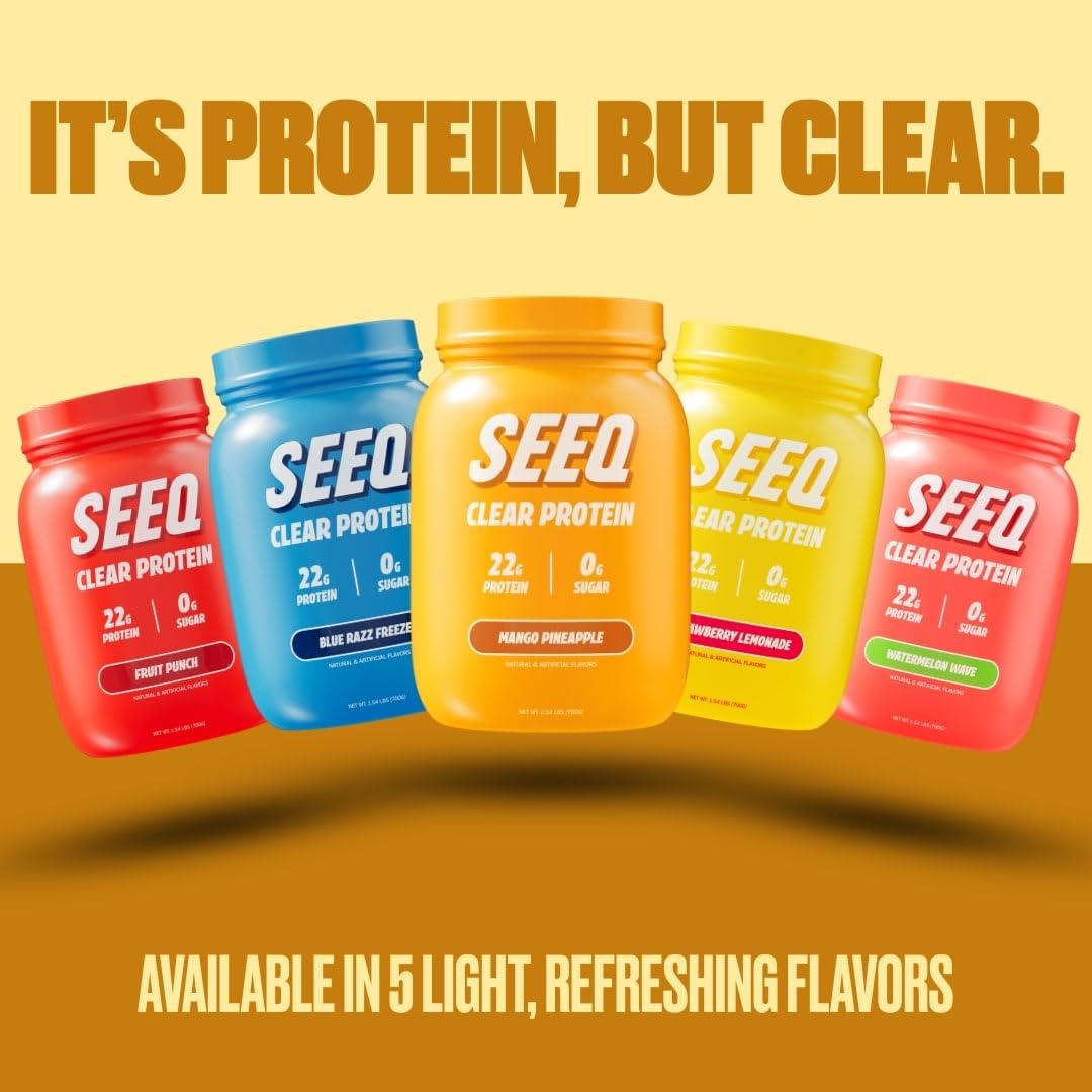 SEEQ SEEQ Clear Whey Isolate Protein Powder, Mango Pineapple - 25 Servings, 22g Protein Per Serving - 0g Lactose, Sugar-Free, Keto-Friendly, Soy Free - Juice-Like Protein, Post-Workout Recovery
