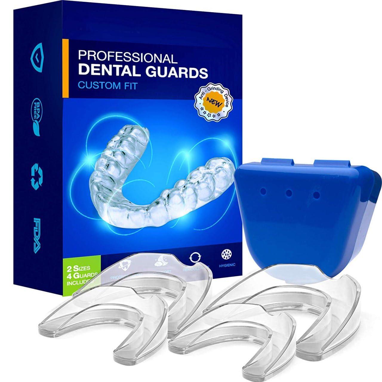 NEOMEN Neomen Mouth Guard for Teeth Grinding: Nighttime Dental Guard for Clenching, Anti-Snoring, and TMJ Relief - BPA Free, Moldable, Includes 4 Guards for Adults & Kids with Case