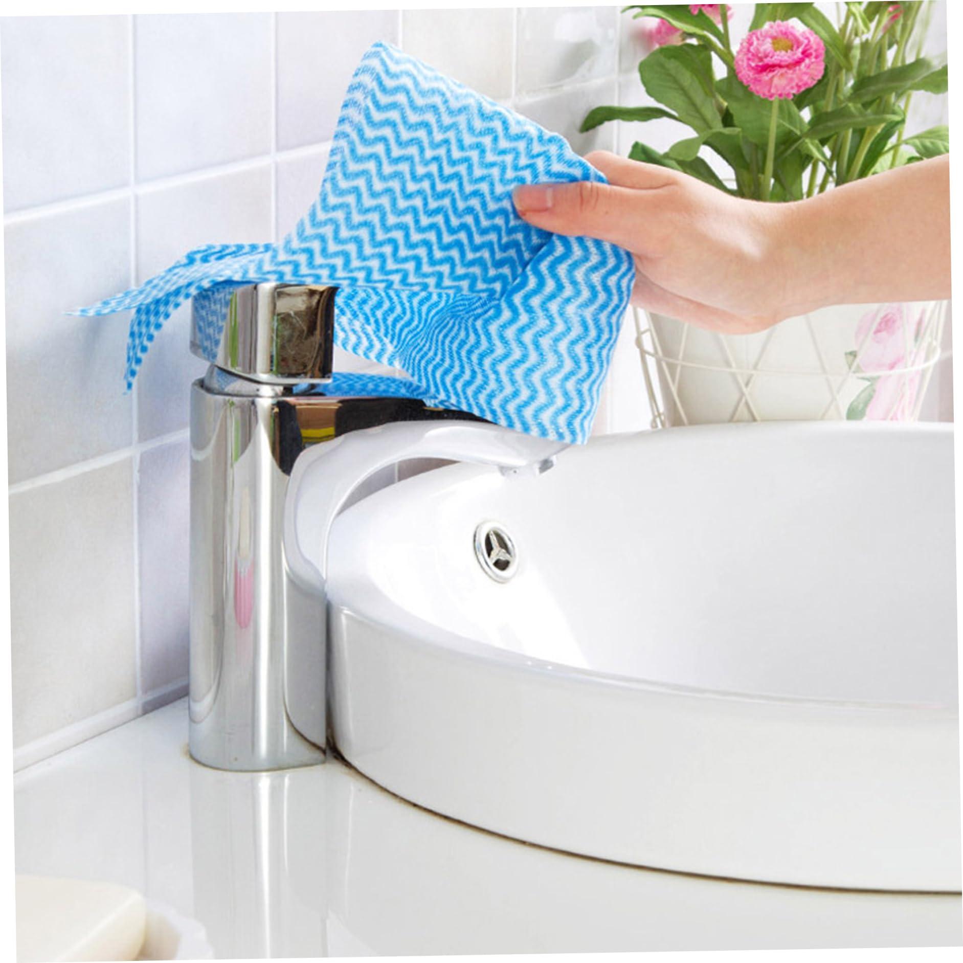 Banziaju Disposable Cleaning Cloths Kitchen Cloth 3 Rolls 150 Sheets Disposable Cleaning Cloths All Purpose Dish Cloths Non Woven Blue Cloths Wash for Kitchen Bathroom Window Glass