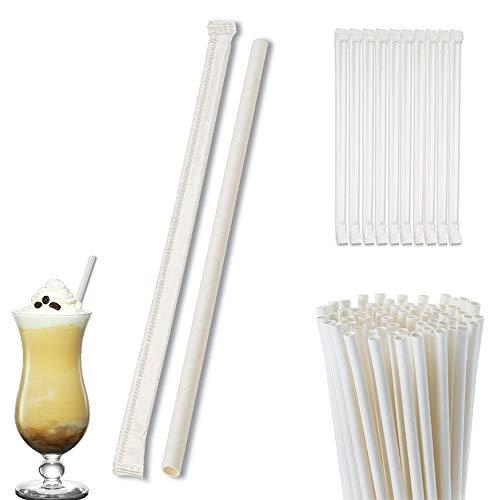 AllTopBargains 100 Pack White Paper Drinking Straws Wrapped Eco-Friendly Party Supplies Wedding