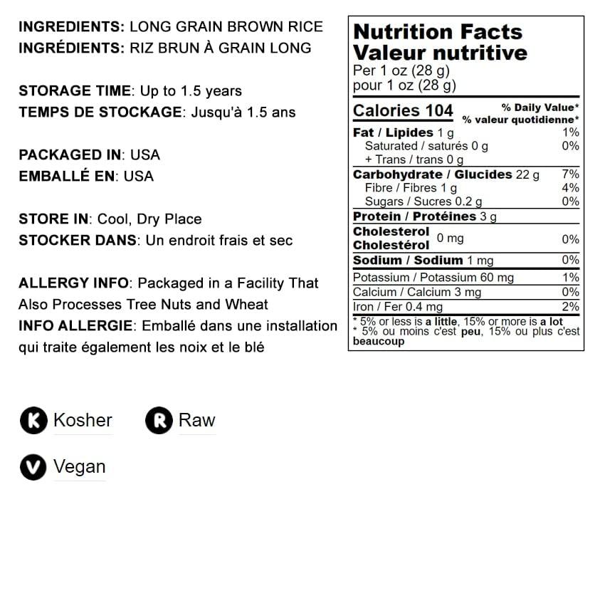 Food to Live Food to Live Long Grain Brown Rice, 5 Pounds Whole Grain, Raw, Unpolished, Kosher, Vegan Rice. Nutty Flavor, Chewy Texture. Good Source of Dietary Fiber. Perfect for Salads, Pilafs.