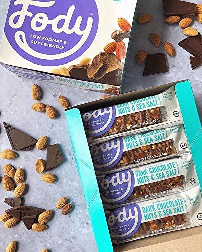 FODY Food Co Fody Foods Vegan Protein Nut Bars, Dark Chocolate Nuts and Sea Salt Flavor, 6g Protein per Bar, Low Fodmap Certified, Sensitive Recipe, Gut & IBS Friendly, 12 Count