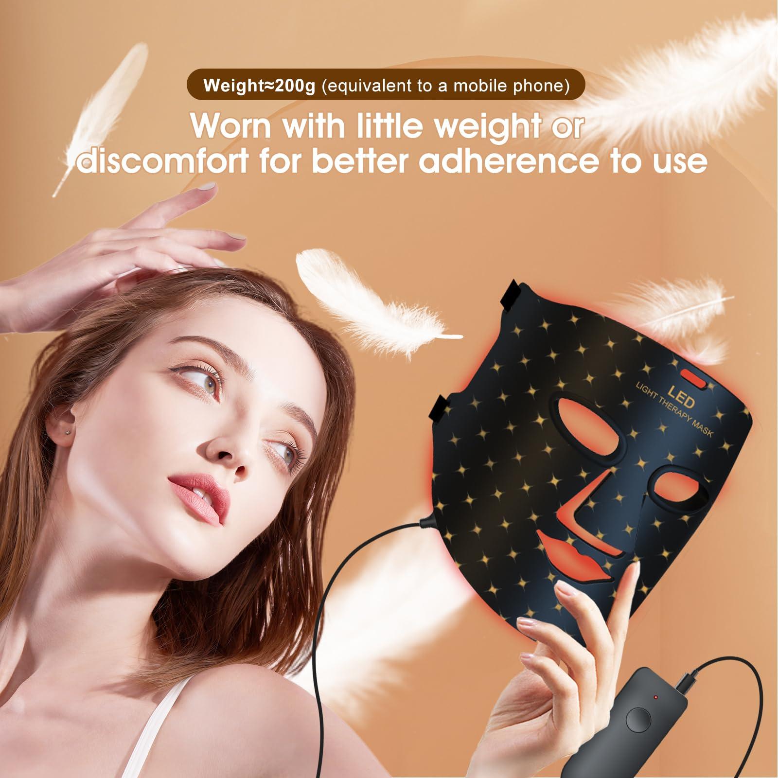 Aymeyly Ultra-Light Weight Red Light Therapy Mask, High Irradiance Red Light Therapy for Face, Comfortable Red Light Mask for Home Use