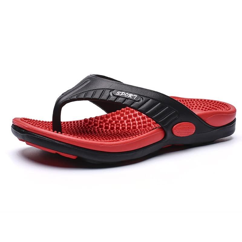 DSLED DSLED Massage Flip Flops for Men & Women, with Arch Support Summer Breathable Beach Shoes, Acupressure Sandals Slippers, Relief Plantar Fasciitis Heel Arthritis Pain (Color : Red, Size 40)