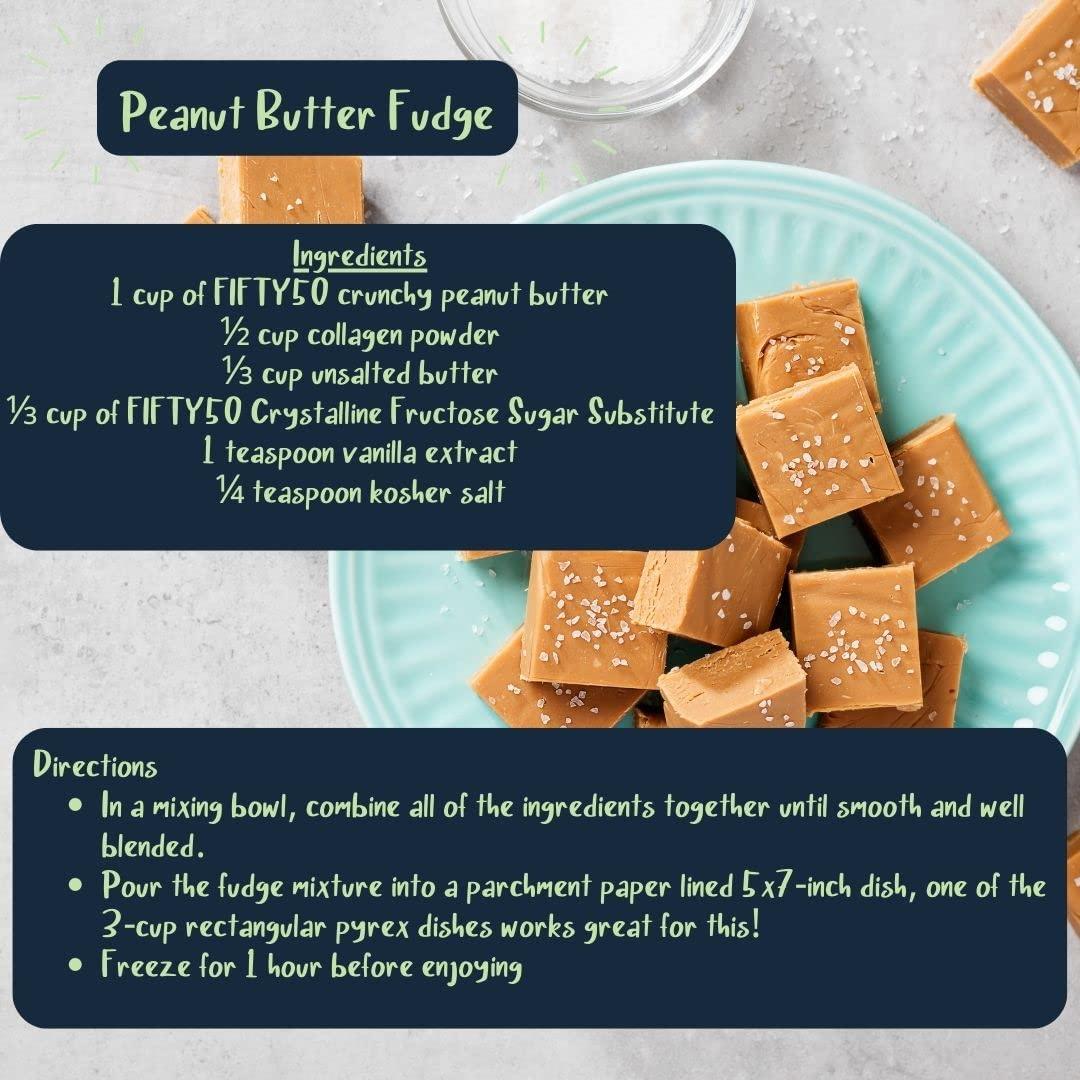 FIFTY 50 Fifty50 Foods Low Glycemic, No Added Sugar, No Stir Crunchy Peanut Butter, 18 Ounce (Pack of 6)