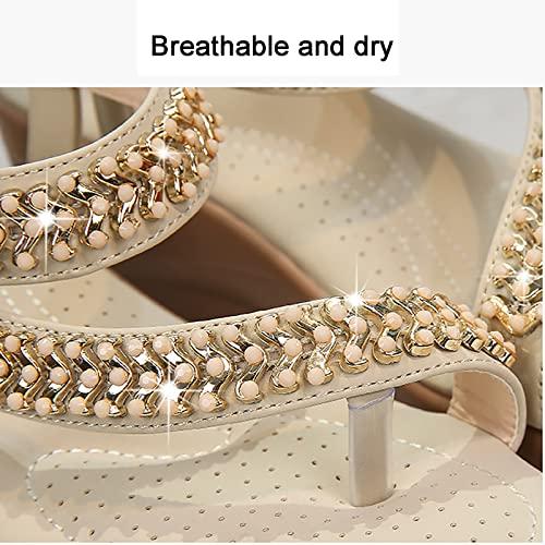 CLSQLXYJZC Summer Round Toe Sandals for Women, Fashion Platform Wedge Rhinestone Women's Orthopedic Bunion Corrector Sandals, for Soft Big Toe Foot Correction Sandal ( Color : Brown , Foot length : 25.5cm )