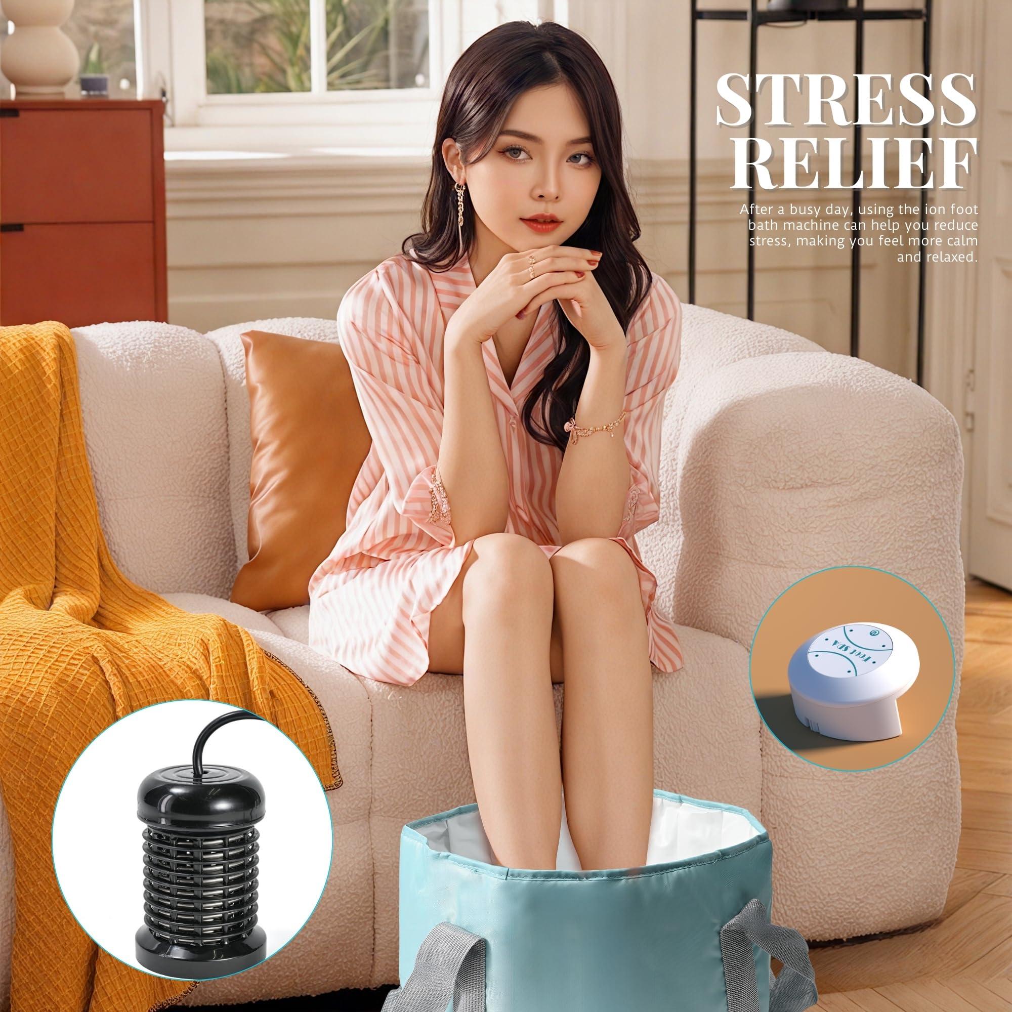 N\\P Ionic Foot Bath Detox Machine, Ionic Foot SPA Detox Machine, Foot Detox Machine with Super Duty Ion Arrays, Folding Foot Basin, for Home Foot Spa