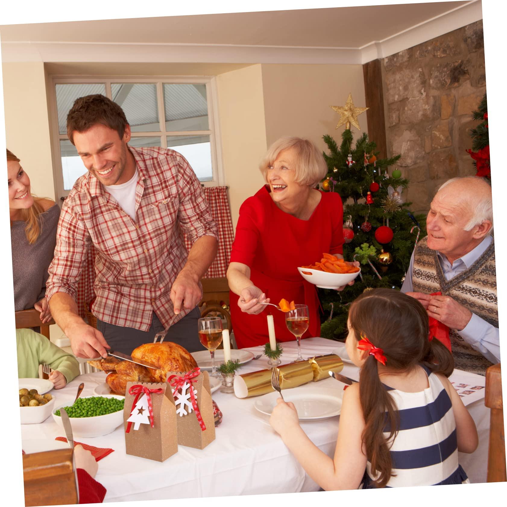 LALAFINA LALAFINA Food Bags 12pcs packing box holiday bags holiday candy bags santa claus sack christmas bags christmas ornament s food packing bags child biscuit bag tag kraft paper