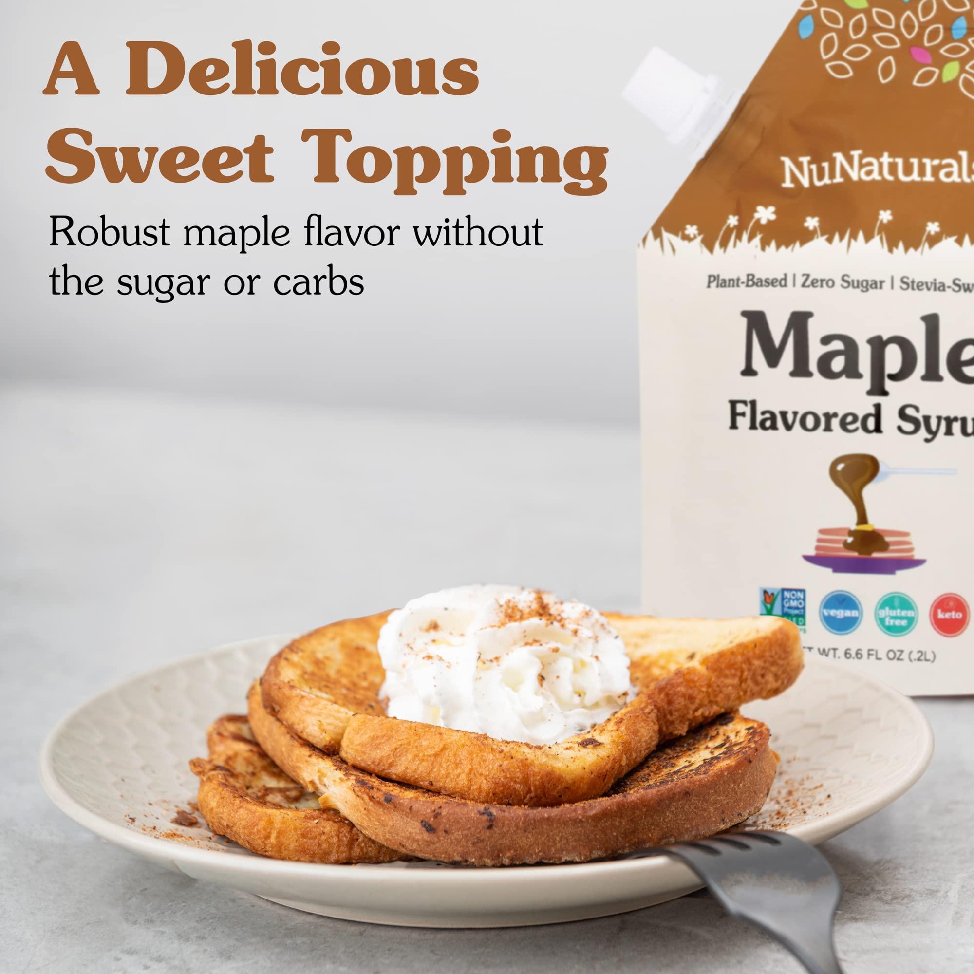NuNaturals NuNaturals Stevia Syrup, Sugar-Free Sweetener, Plant-Based Sugar Substitute, Zero Calorie, Sugar-Free Syrup, Maple, 6.6oz (3-Pack)