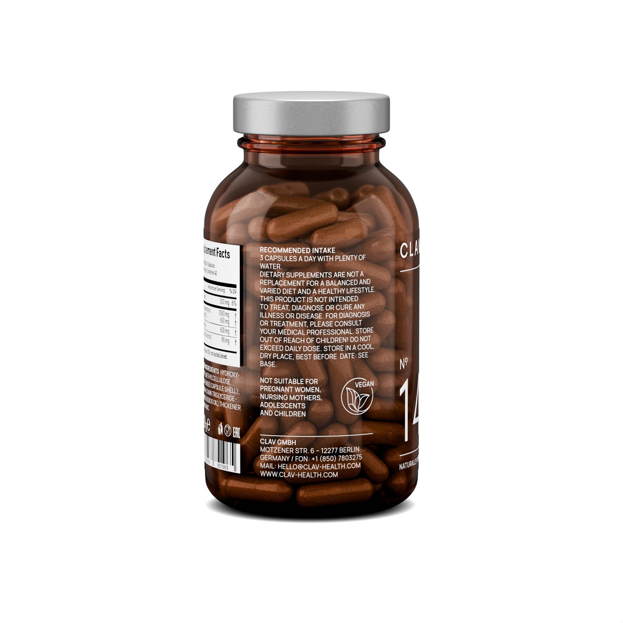 CLAV CLAV Premium Blood Pressure Support Supplement with Grape Seed Extract, L-Arginine, Black Garlic Extract & Potassium - 120 Capsules