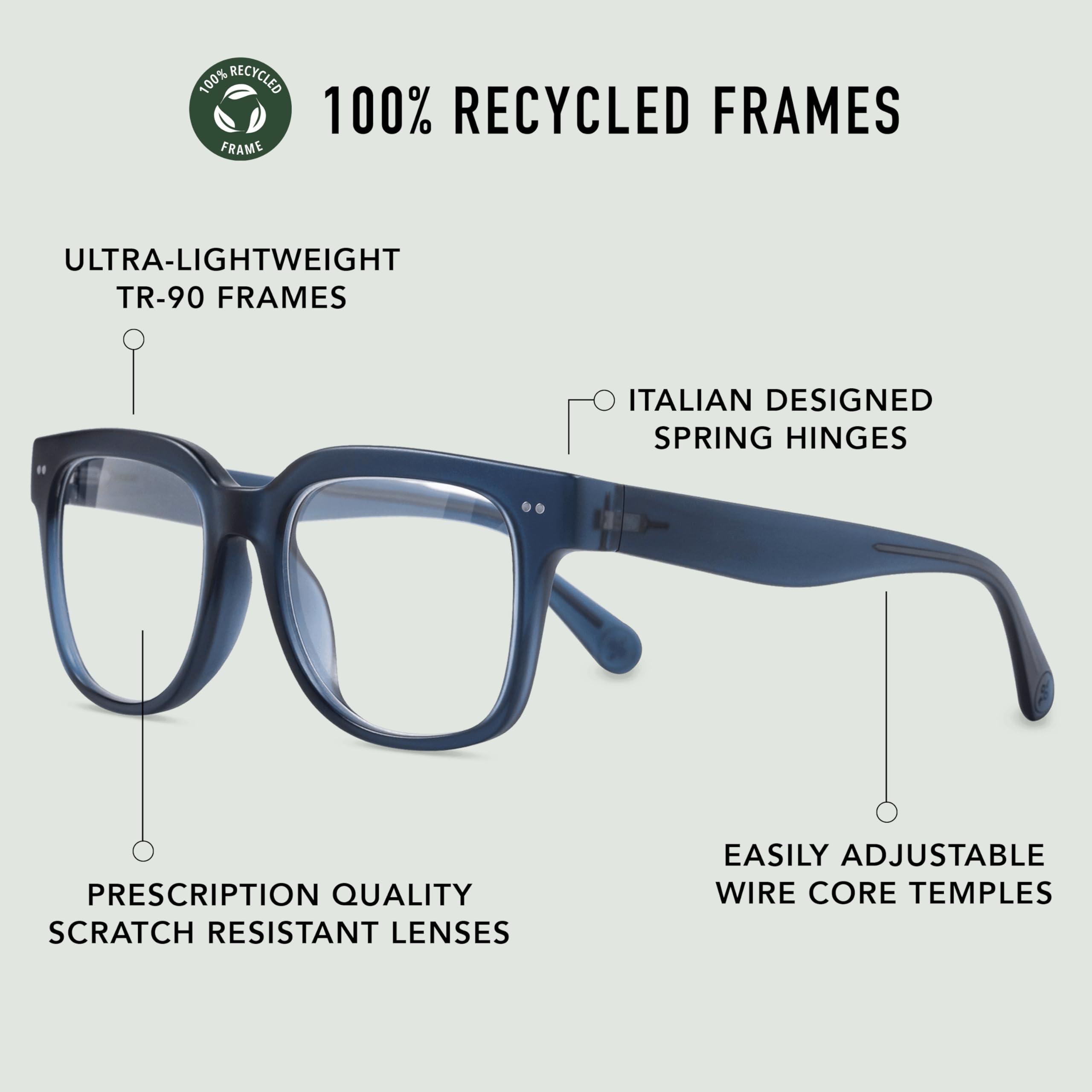 LOOK OPTIC LOOK OPTIC Laurel Reader - Stylish Unisex Ultra-lightweight Reading Glasses with Scratch-Resistant, Prescription-Quality (Full Magnification - Not Progressives) 1.00, Navy