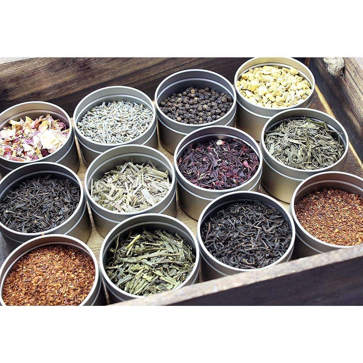 SOLSTICE TEA TRADERS Loose Leaf Tea Sampler Create Your Own Tea Blend Starter Kit w/Sencha, Rooibos, China Black, & Ginger, Lavender, Rose, Lemongrass, Hibiscus Spices