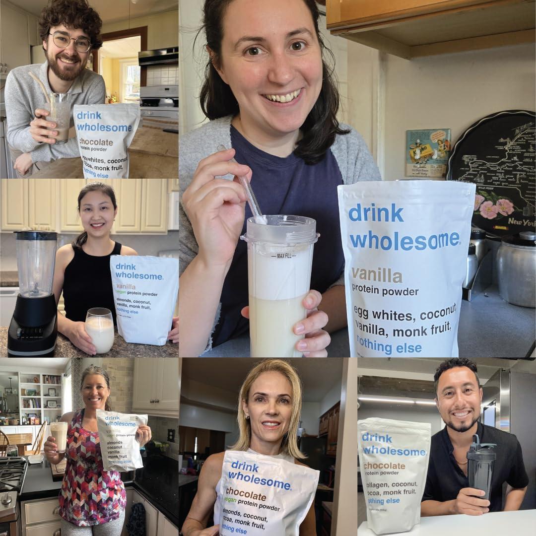 drink wholesome drink wholesome Vegan Unflavored Almond Protein Powder | for Sensitive Stomachs | Gut Friendly | No Artificial Sweeteners | No Sucralose | No Stevia | Low Sodium | Paleo | Safe for Kids & Seniors
