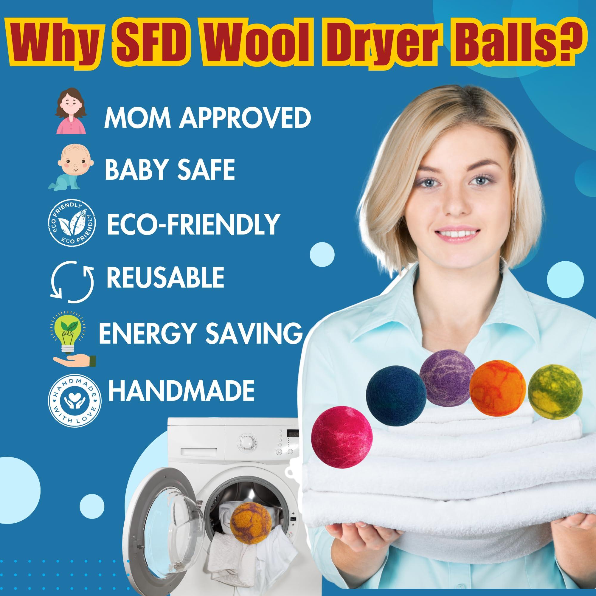 Shop Factory Direct Wool Dryer Balls 100% New Zealand Wool Dryer Balls, Chemical Free Fabric Softener for 1000+ Loads, Hypoallergenic, Cruelty-Free, Reusable, Baby Safe, Handmade Color 6 Pack XL Tie Dye Wool Balls.