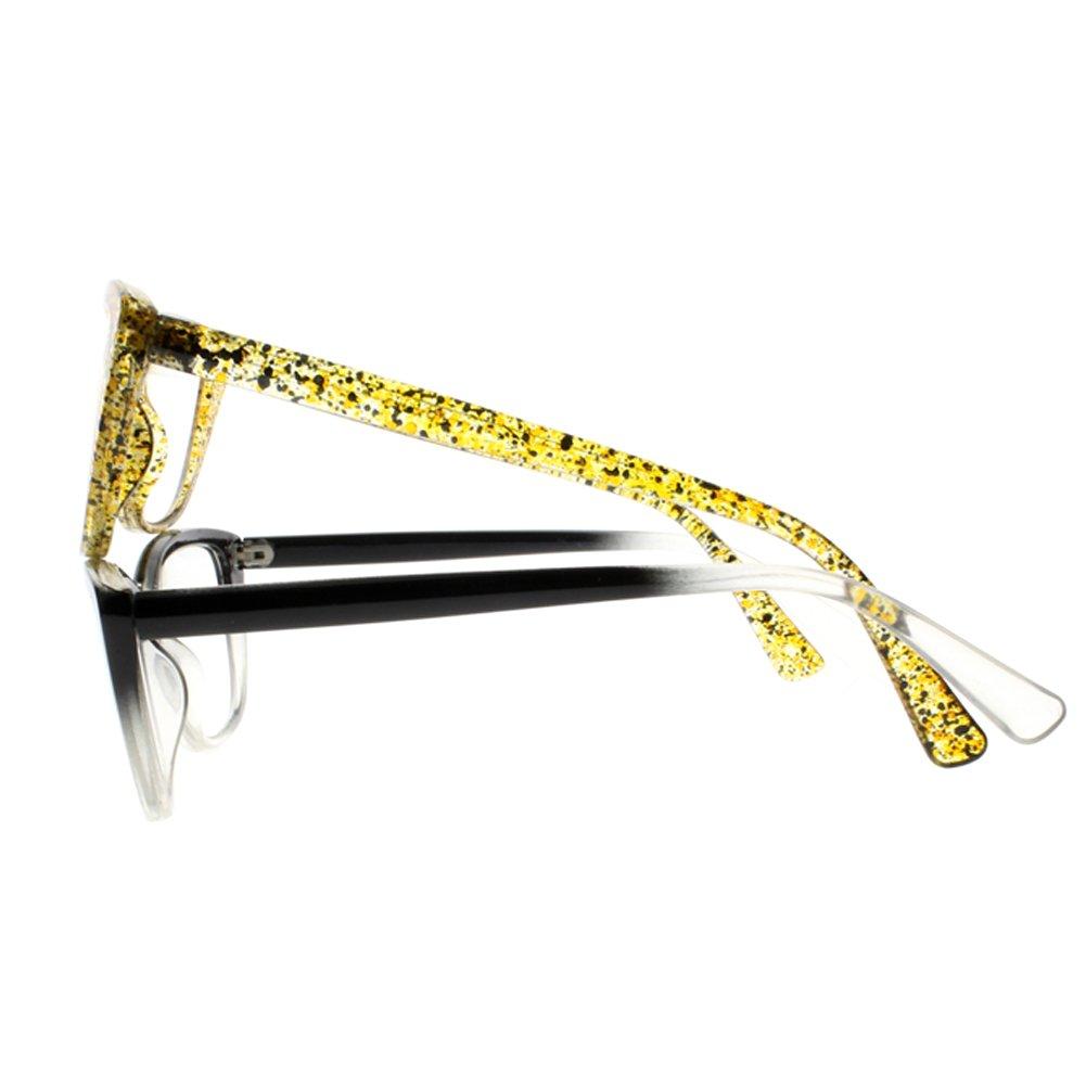 Newsight Newsight Women Cat Eye Yellow Spot Black Gradient Reading Glasses +1.00 ~ +4.00 Readers (All 2 Colors, 2.5)