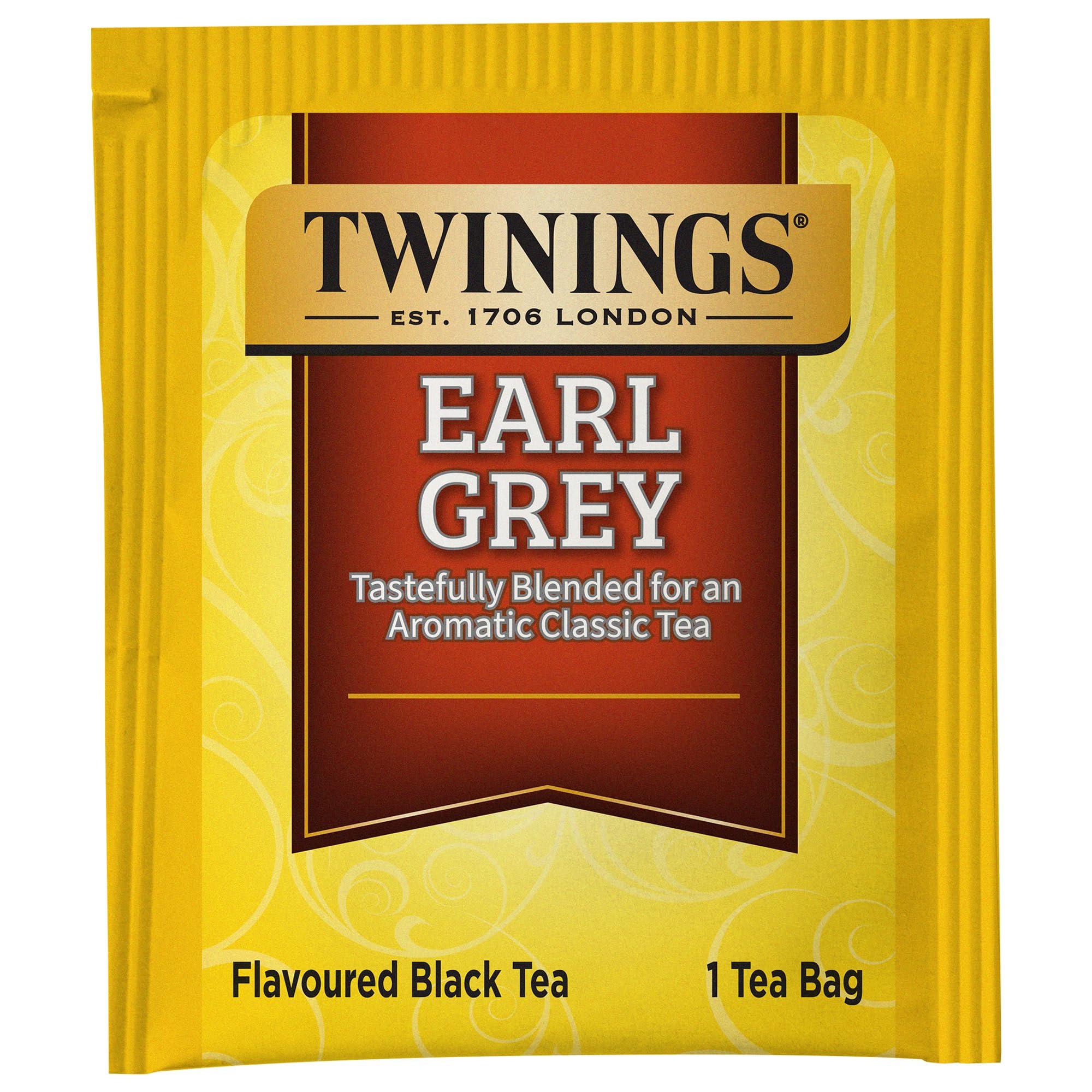 Twinings Twinings Earl Grey Black Tea Individually Wrapped Bags, 25 Count (Pack of 6), Includes Citrus and Bergamot Flavour, Caffeinated, Enjoy Hot or Iced | Packaging May Vary
