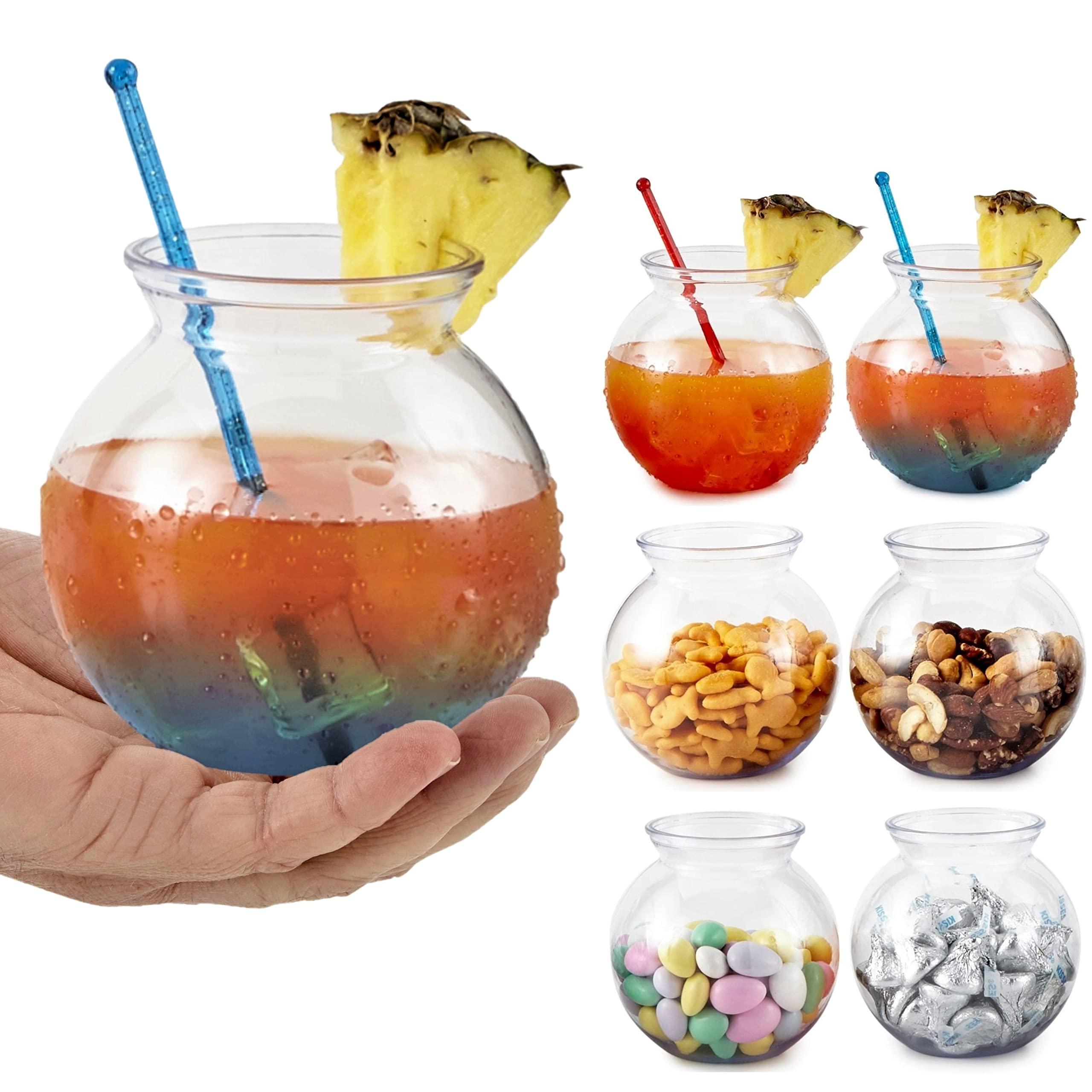 Stock Your Home Small Round Plastic Fish Bowls for Parties (6 Pack) 16 oz Clear Mini Drink Bowl, Shatterproof Fishbowl Glasses for Drinks, Centerpieces, Decorations, Goldfish Pond Carnival Game, Centerpiece Vases