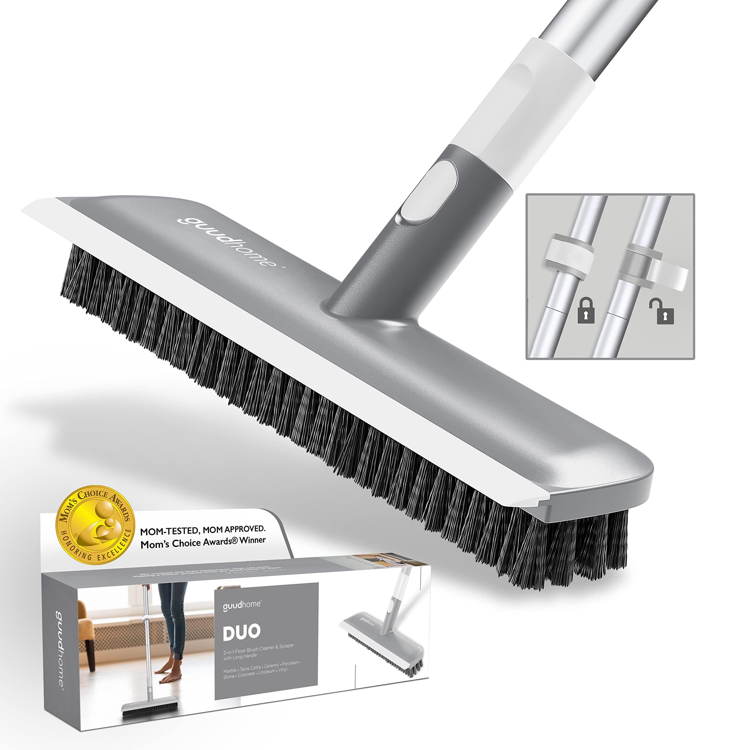 Guudhome GUUDHOME Floor Brush Scrubber with Long Handle 55.3 - 2 in 1 Scrub N Scrape - Strong Extendable Stiff Floor Brush Shower Tub Tile Wall - Deck Brush for Heavy Duty Cleaning Brush Never Falls Off