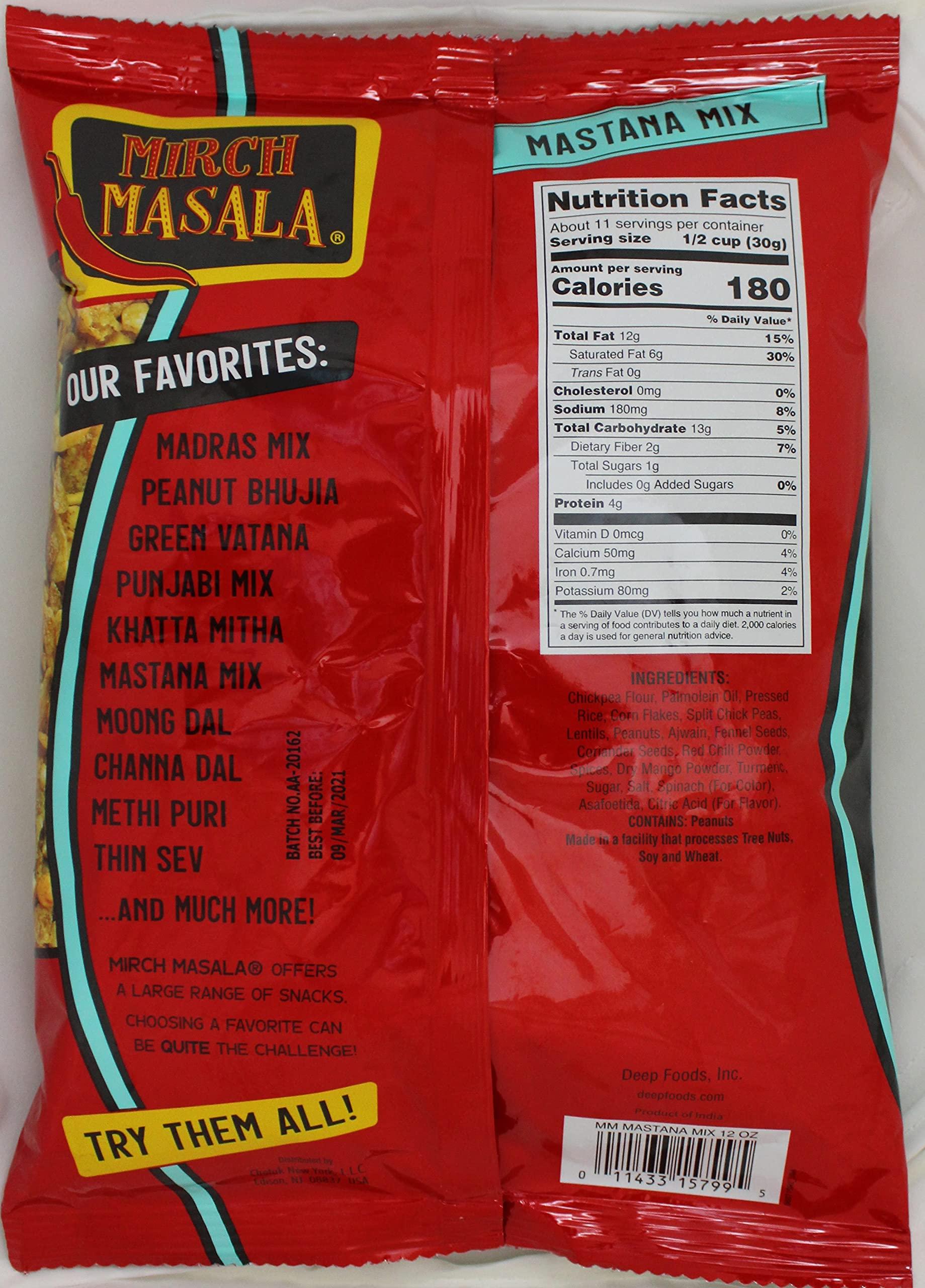 Mirch Masala Mirch Masala Mastana Mix Chawanu Namkeen Ready to Eat Snacks - 12 oz/340gram | Home style Indian Mixture | Crispy & Crunchy Traditional Namkeen | Mildly Spiced & Flavorful