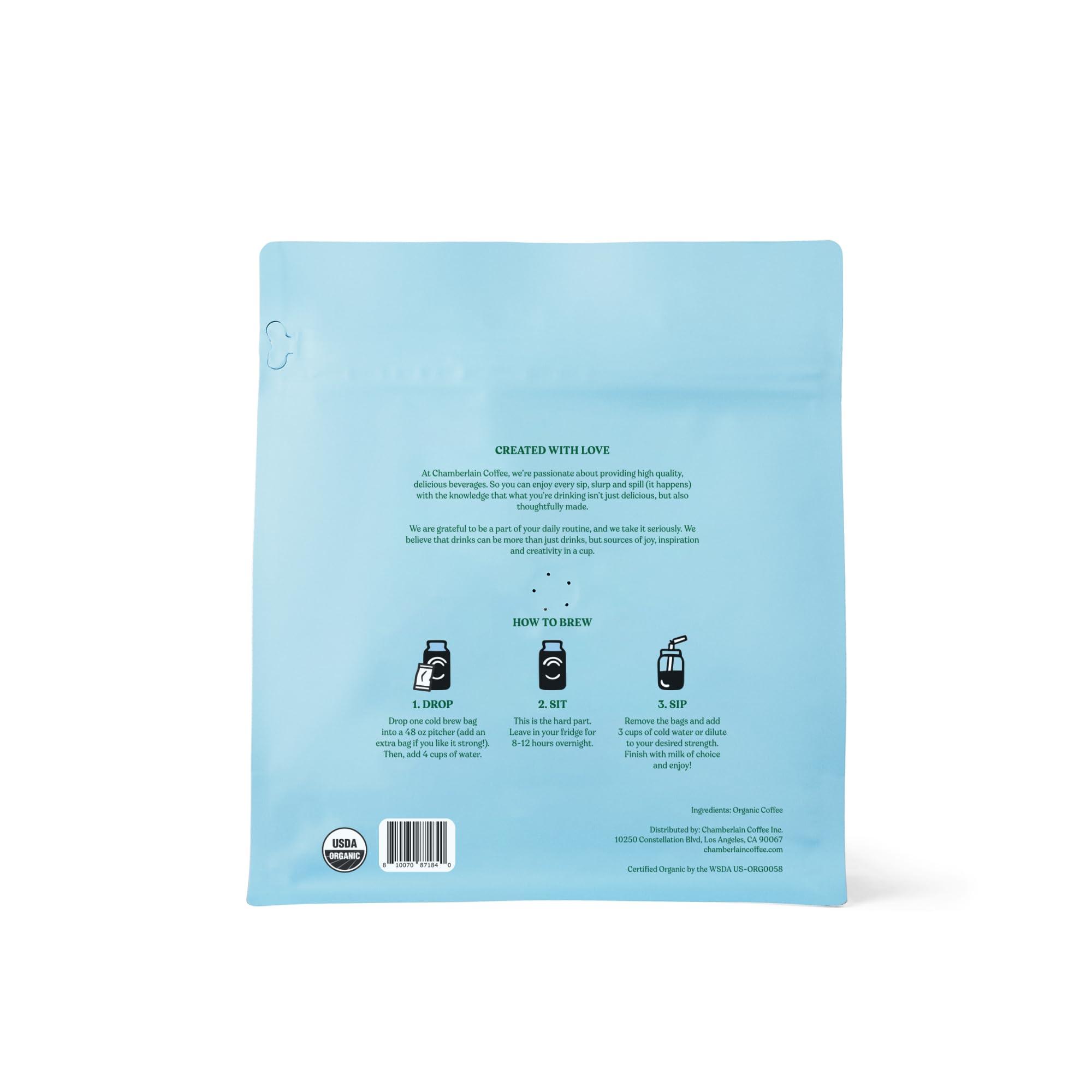 Chamberlain Coffee Chamberlain Coffee Elephant Cold Brew Bags - XL Cold Brew Bags - Premeasured, Ready to Brew, Cold Brew Coffee Packs - Contains 4 XL Cold Brew Bags, Makes 4 Cups of Coffee Per Bag